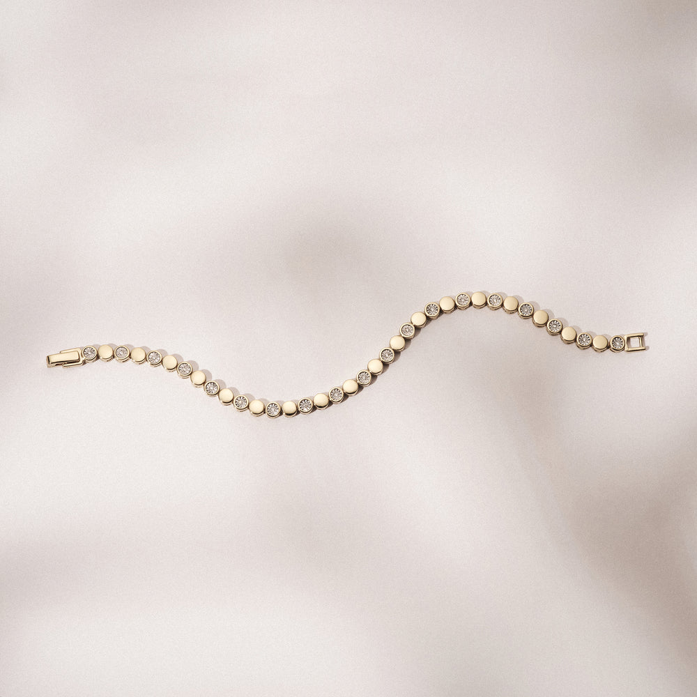 Lab Diamond Tennis Bracelet Round Cut 0.10ct H/SI 18K Gold Vermeil
