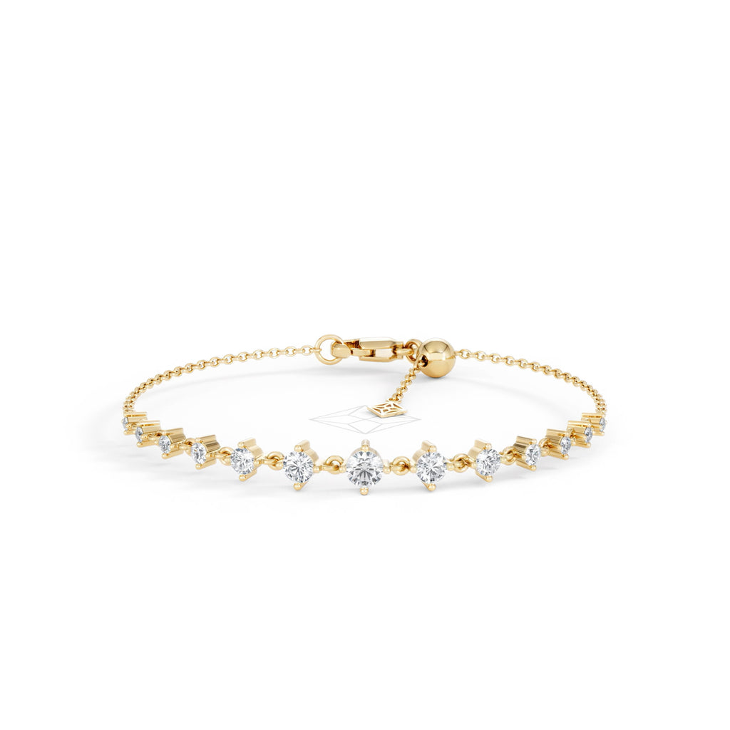 Moments 1.00ct Round Cut Lab Diamond Adjustable Tennis Bracelet in 18K Gold Vermeil