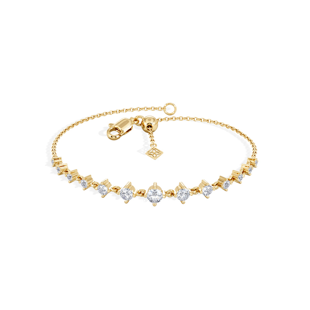 Moments 1.00ct Round Cut Lab Diamond Adjustable Tennis Bracelet in 18K Gold Vermeil
