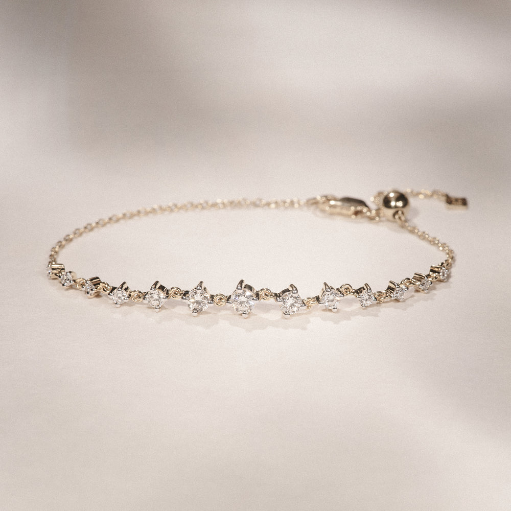 Moments 1.00ct Round Cut Lab Diamond Adjustable Tennis Bracelet in 18K Gold Vermeil