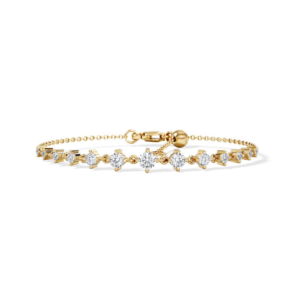 Moments 1.00ct Round Cut Lab Diamond Adjustable Tennis Bracelet in 18K Gold Vermeil