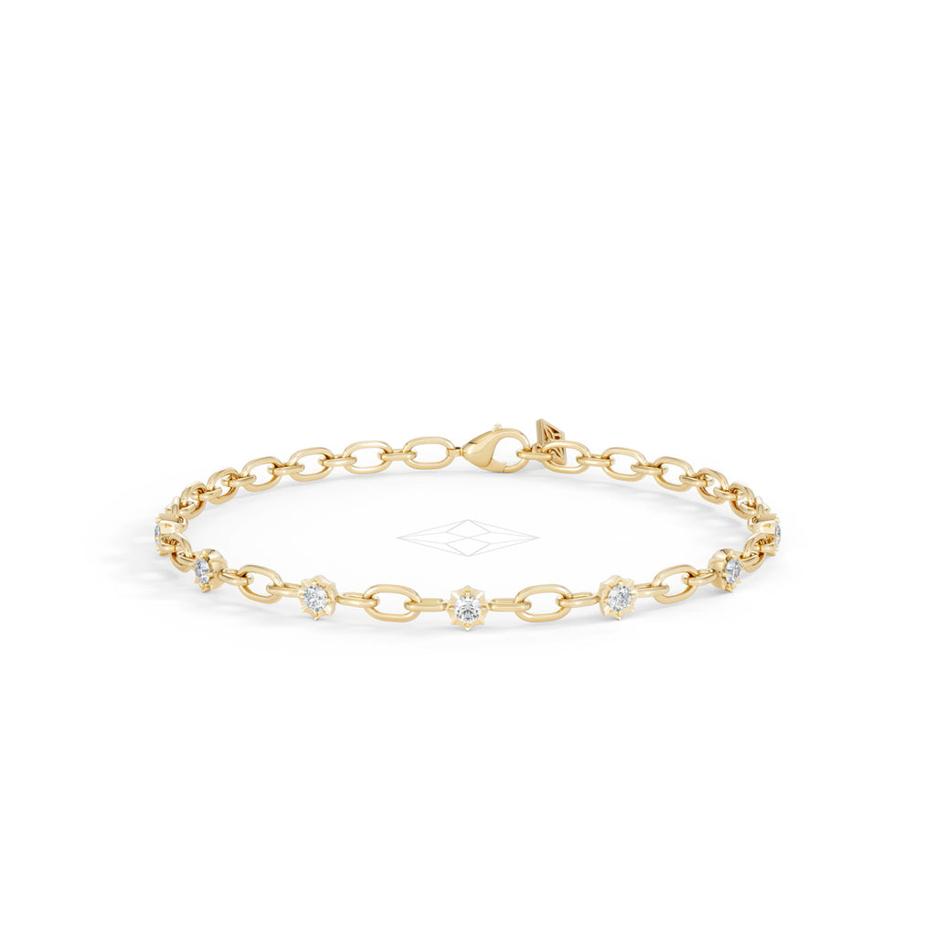 Bound Lab Diamond Link Bracelet 0.40ct Round Cut in 18K Gold Vermeil