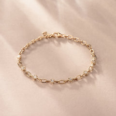 Bound Lab Diamond Link Bracelet 0.40ct Round Cut in 18K Gold Vermeil