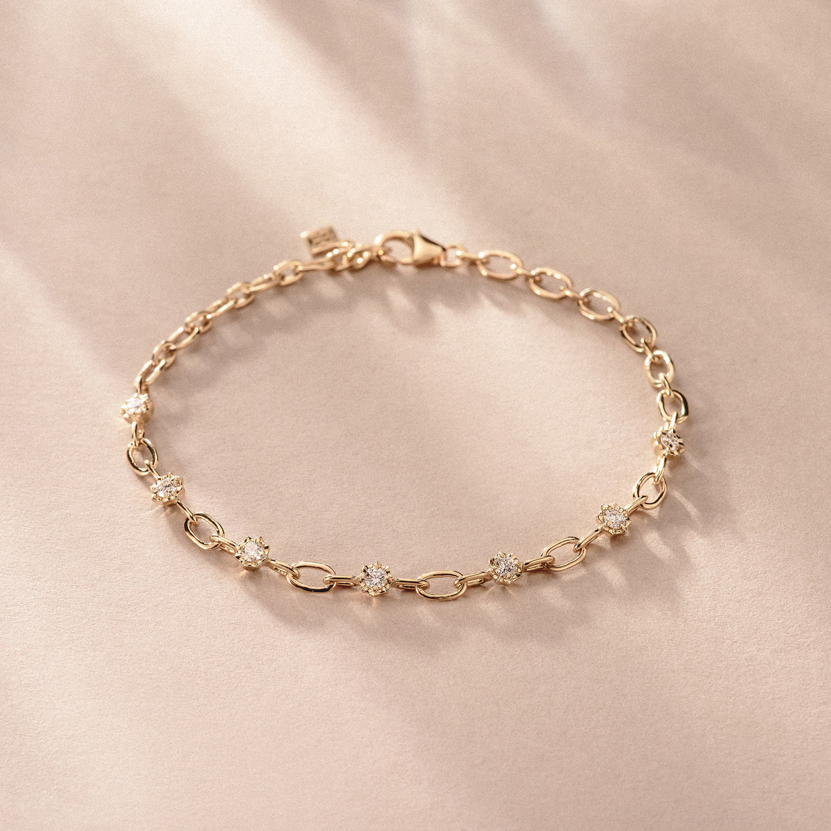 Bound Lab Diamond Link Bracelet 0.40ct Round Cut in 18K Gold Vermeil
