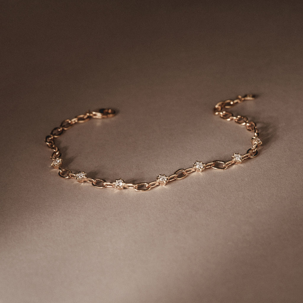 Bound Lab Diamond Link Bracelet 0.40ct Round Cut in 18K Gold Vermeil