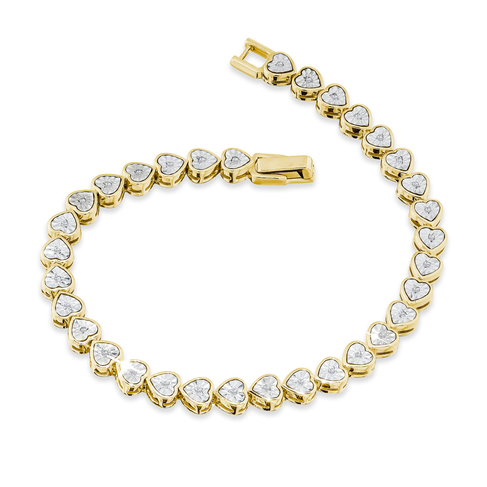 Heart Tennis Bracelet Lab Diamond 0.15ct in 18K Gold Vermeil