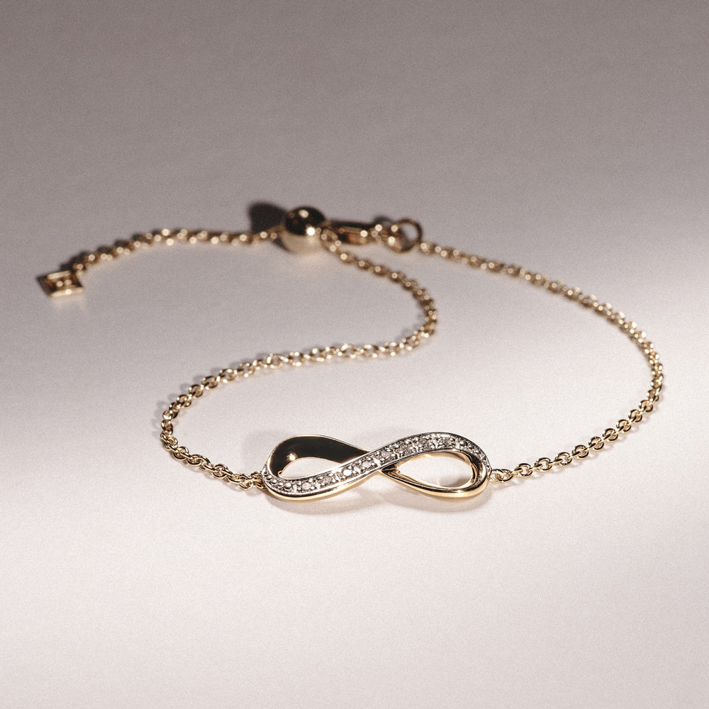 Infinity Love 0.08ct Lab Diamond Chain Bracelet in 18K Gold Vermeil