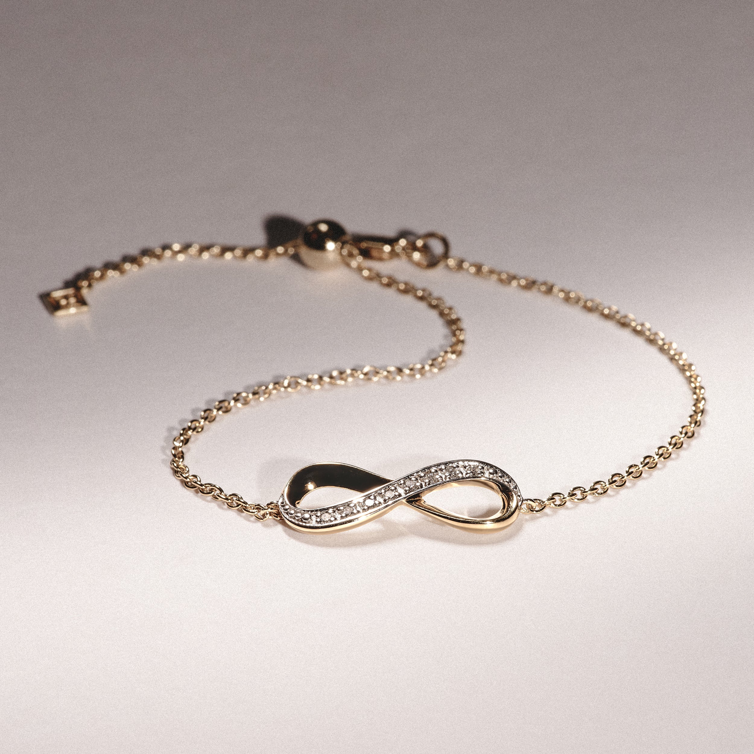 Infinity Love 0.08ct Lab Diamond Chain Bracelet in 18K Gold Vermeil