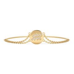 Astrology Aquarius 0.07ct Lab Grown Diamond Adjustable Medallion Bracelet 18K Gold Vermeil