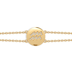Astrology Aquarius 0.07ct Lab Grown Diamond Adjustable Medallion Bracelet 18K Gold Vermeil