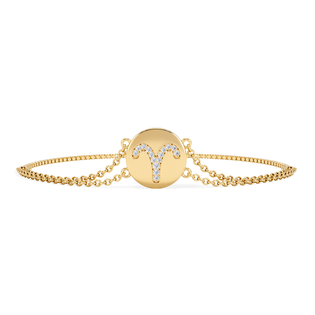 Astrology Aries 0.07ct Lab Grown Diamond Adjustable Medallion Bracelet 18K Gold Vermeil