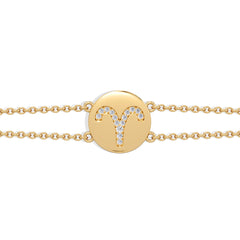 Astrology Aries 0.07ct Lab Grown Diamond Adjustable Medallion Bracelet 18K Gold Vermeil
