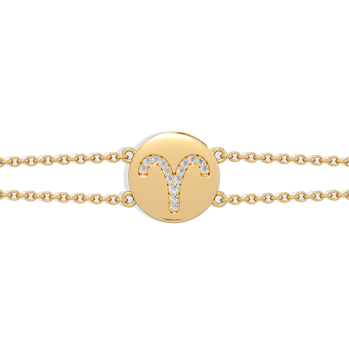 Astrology Aries 0.07ct Lab Grown Diamond Adjustable Medallion Bracelet 18K Gold Vermeil