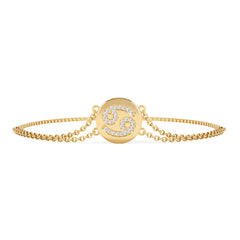 Astrology Cancer 0.07ct Lab Grown Diamond Adjustable Medallion Bracelet 18K Gold Vermeil