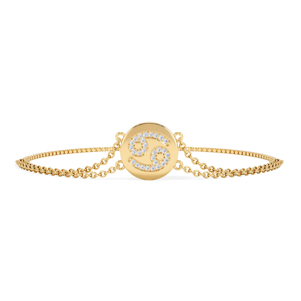 Astrology Cancer 0.07ct Lab Grown Diamond Adjustable Medallion Bracelet 18K Gold Vermeil