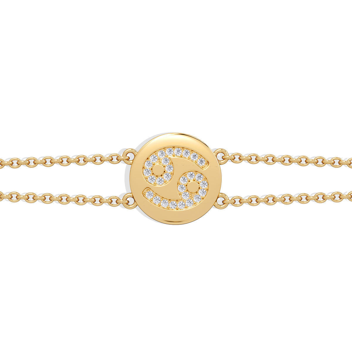 Astrology Cancer 0.07ct Lab Grown Diamond Adjustable Medallion Bracelet 18K Gold Vermeil