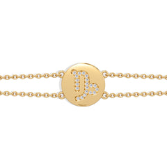 Astrology Capricorn 0.07ct Lab Grown Diamond Adjustable Medallion Bracelet 18K Gold Vermeil
