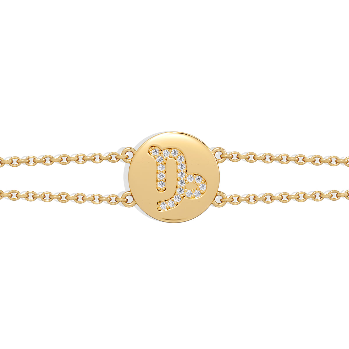 Astrology Capricorn 0.07ct Lab Grown Diamond Adjustable Medallion Bracelet 18K Gold Vermeil