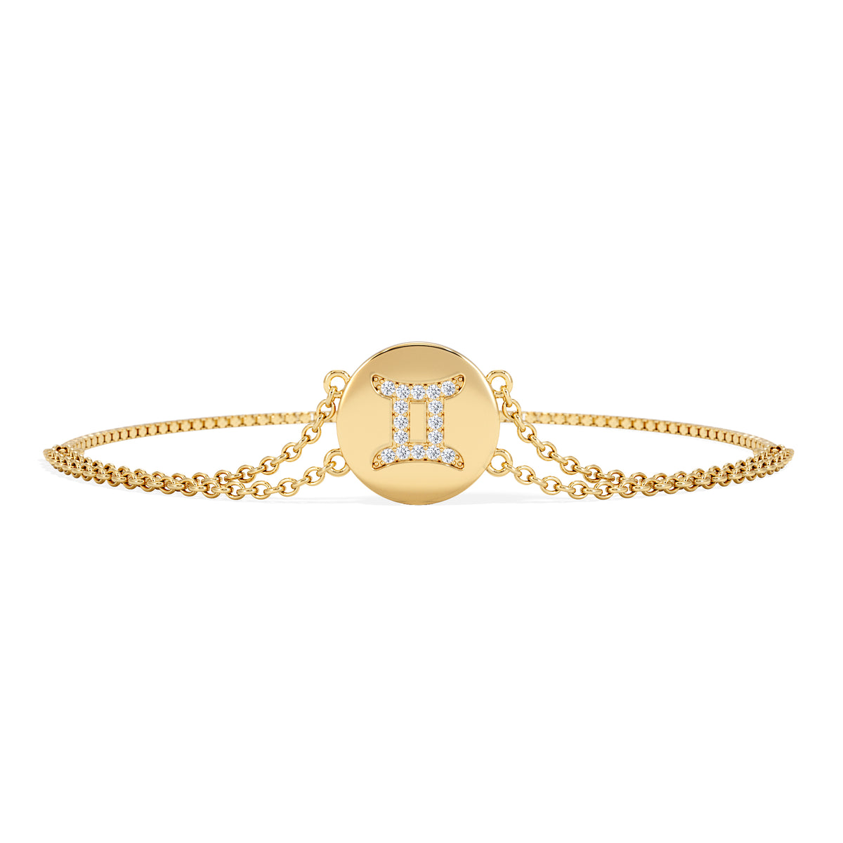 Astrology Gemini 0.07ct Lab Grown Diamond Adjustable Medallion Bracelet 18K Gold Vermeil