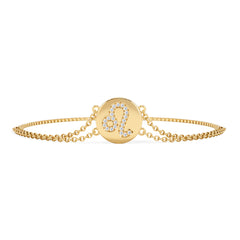 Astrology Leo 0.07ct Lab Grown Diamond Adjustable Medallion Bracelet 18K Gold Vermeil