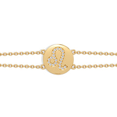 Astrology Leo 0.07ct Lab Grown Diamond Adjustable Medallion Bracelet 18K Gold Vermeil