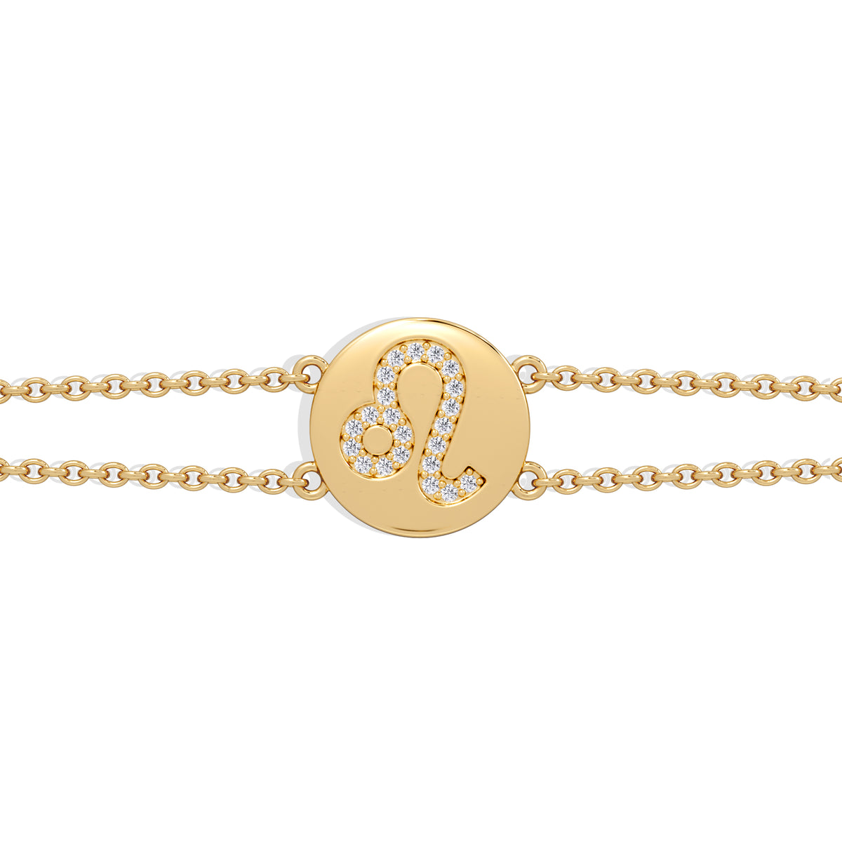 Astrology Leo 0.07ct Lab Grown Diamond Adjustable Medallion Bracelet 18K Gold Vermeil