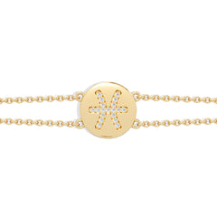 Astrology Pisces 0.07ct Lab Grown Diamond Adjustable Medallion Bracelet 18K Gold Vermeil