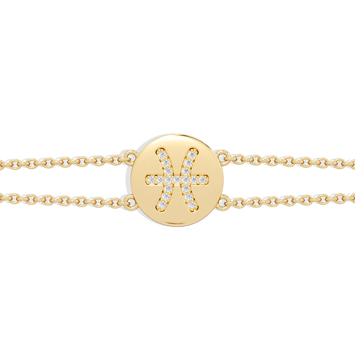 Astrology Pisces 0.07ct Lab Grown Diamond Adjustable Medallion Bracelet 18K Gold Vermeil