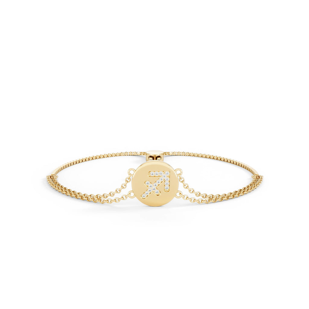 Astrology Sagittarius 0.07ct Lab Grown Diamond Adjustable Medallion Bracelet 18K Gold Vermeil