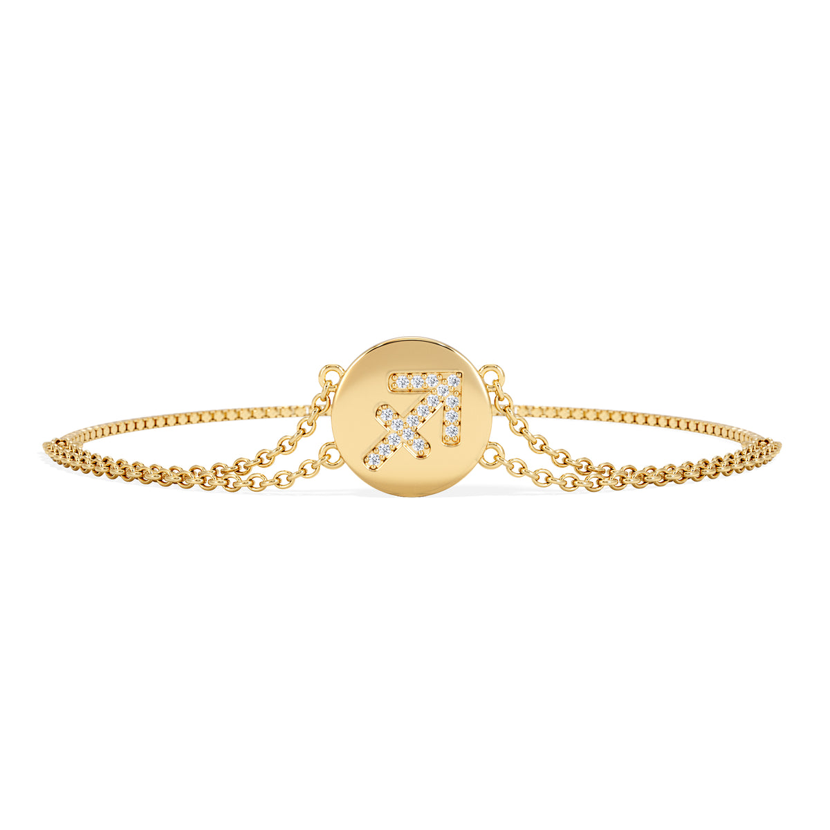 Astrology Sagittarius 0.07ct Lab Grown Diamond Adjustable Medallion Bracelet 18K Gold Vermeil