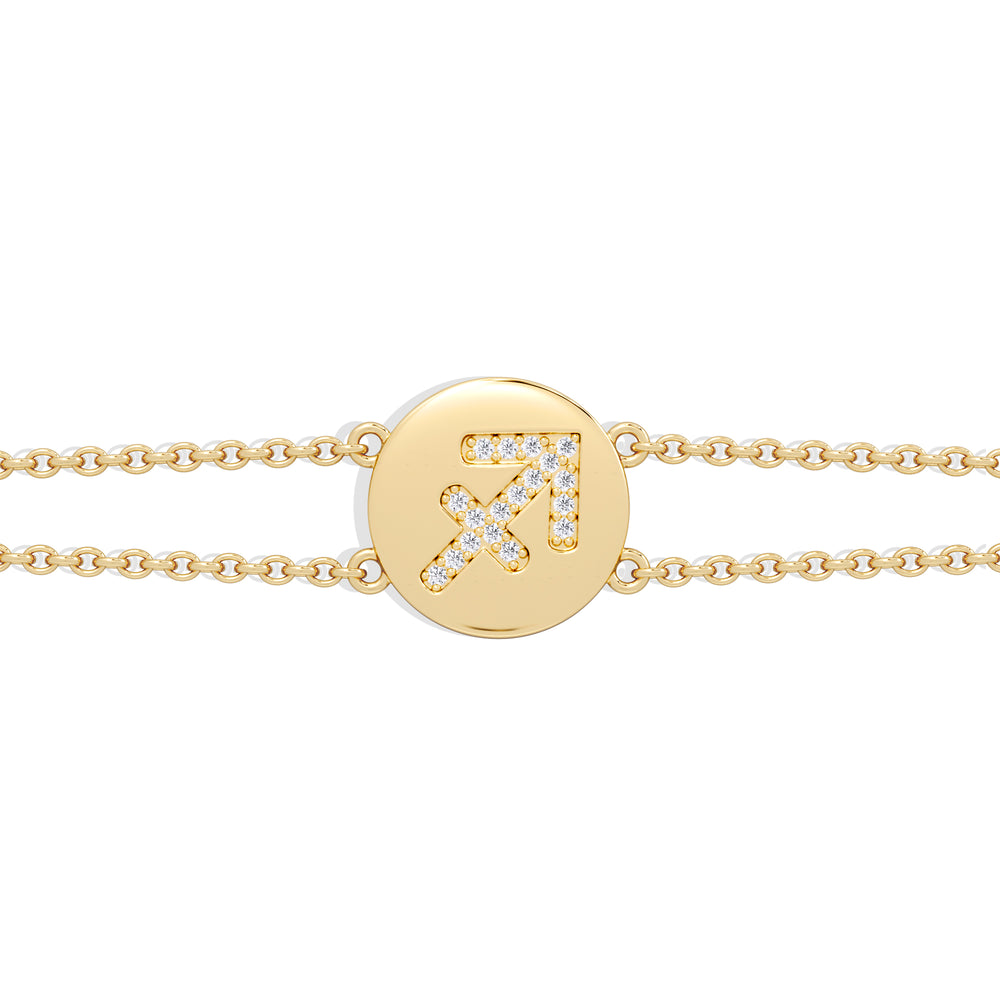 Astrology Sagittarius 0.07ct Lab Grown Diamond Adjustable Medallion Bracelet 18K Gold Vermeil