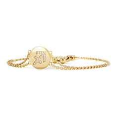 Astrology Sagittarius 0.07ct Lab Grown Diamond Adjustable Medallion Bracelet 18K Gold Vermeil