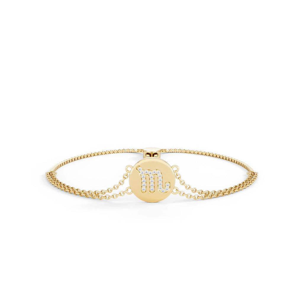 Astrology Scorpio 0.07ct Lab Grown Diamond Adjustable Medallion Bracelet 18K Gold Vermeil