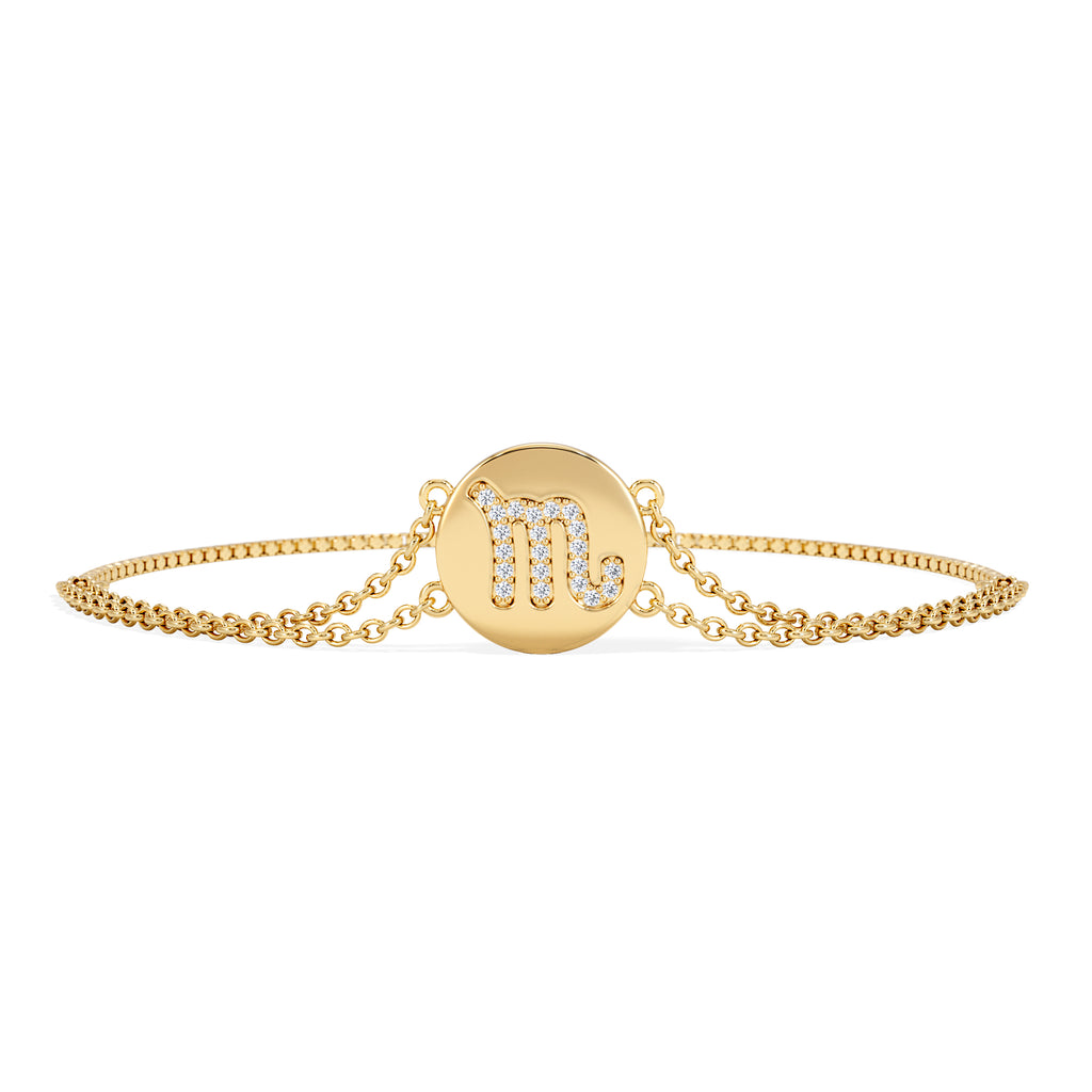 Astrology Scorpio 0.07ct Lab Grown Diamond Adjustable Medallion Bracelet 18K Gold Vermeil