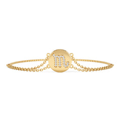 Astrology Scorpio 0.07ct Lab Grown Diamond Adjustable Medallion Bracelet 18K Gold Vermeil
