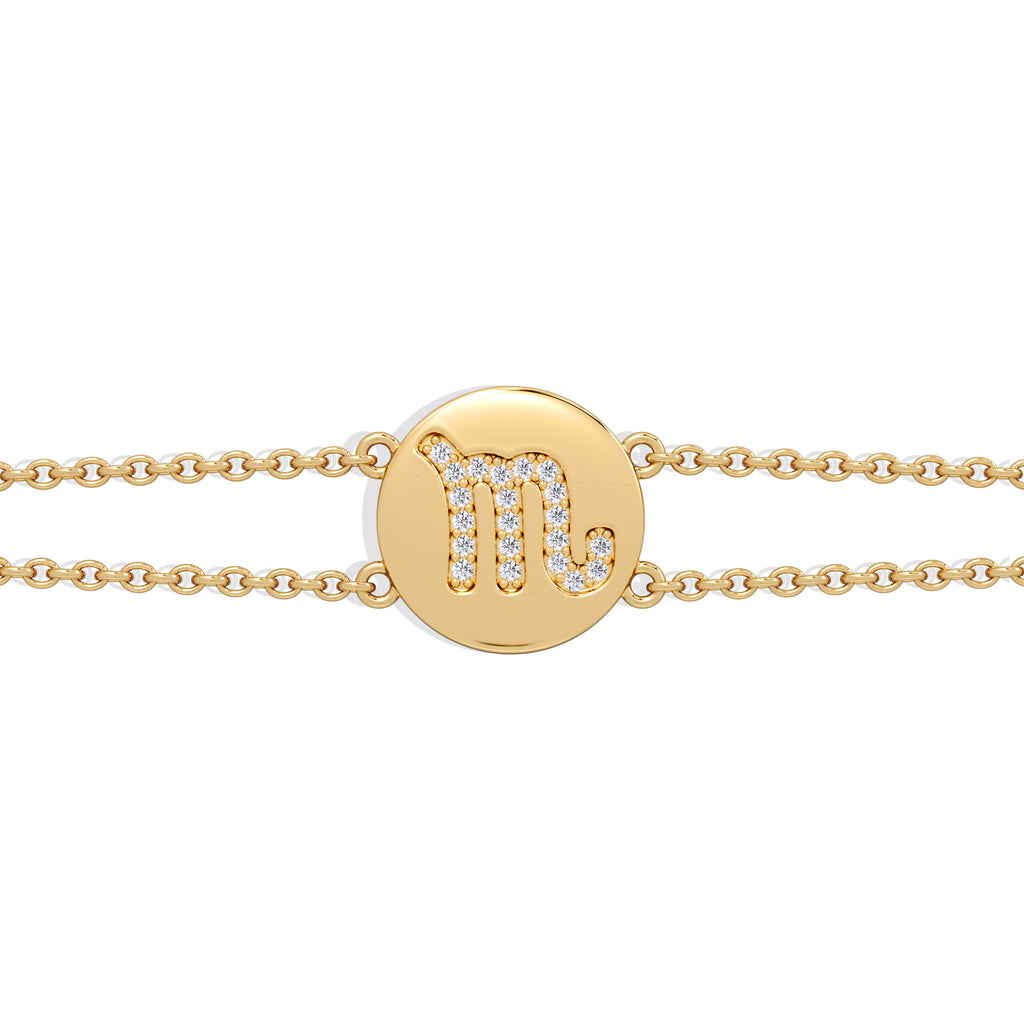 Astrology Scorpio 0.07ct Lab Grown Diamond Adjustable Medallion Bracelet 18K Gold Vermeil
