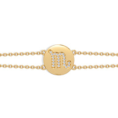 Astrology Scorpio 0.07ct Lab Grown Diamond Adjustable Medallion Bracelet 18K Gold Vermeil