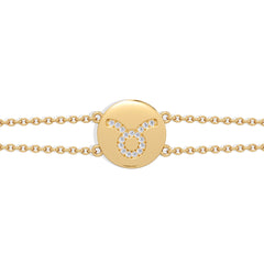 Astrology Taurus 0.07ct Lab Grown Diamond Adjustable Medallion Bracelet 18K Gold Vermeil