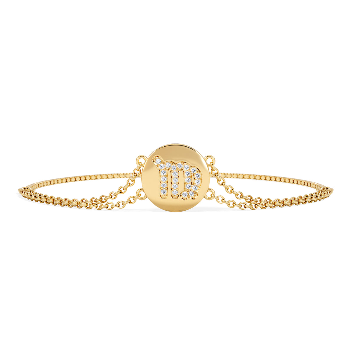 Astrology Virgo 0.07ct Lab Grown Diamond Adjustable Medallion Bracelet 18K Gold Vermeil