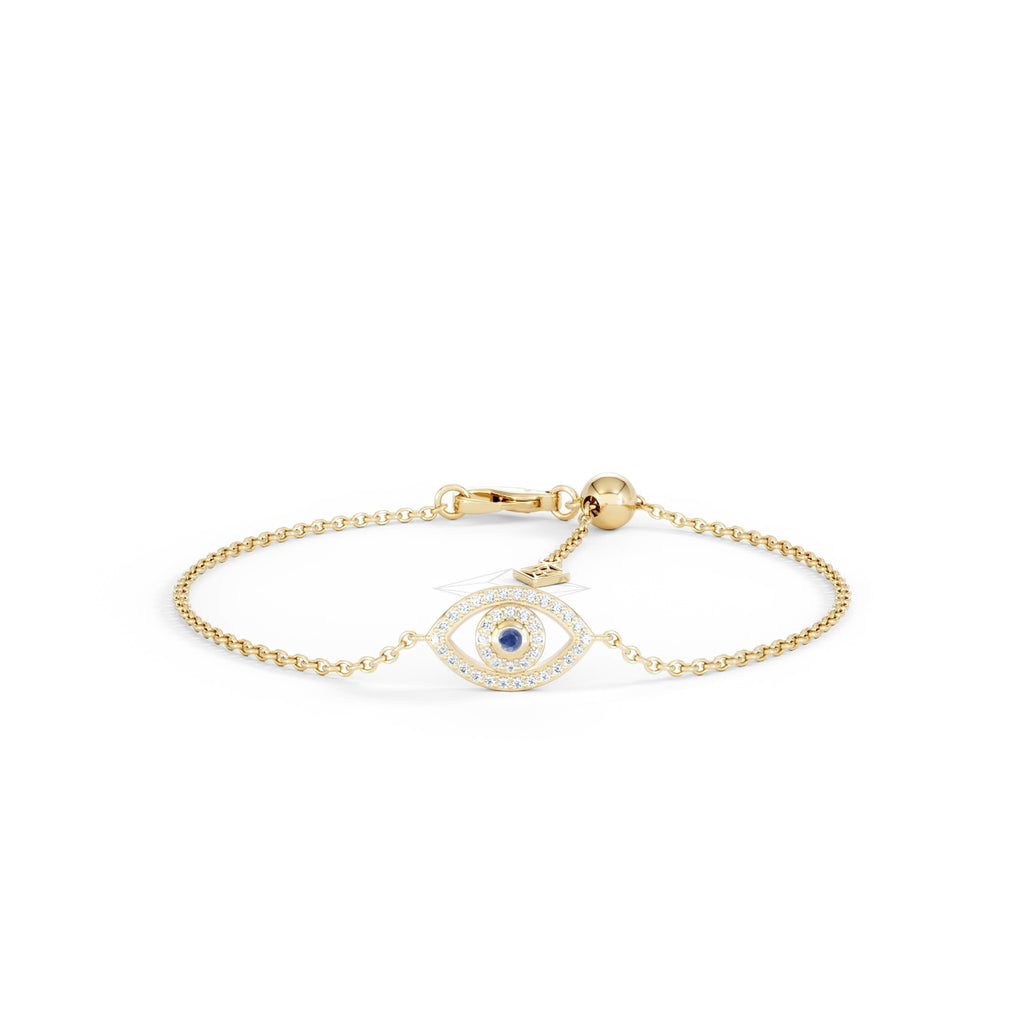 Evil Eye 0.21ct Sapphire Lab Diamond Adjustable Bracelet in 18K Gold Vermeil