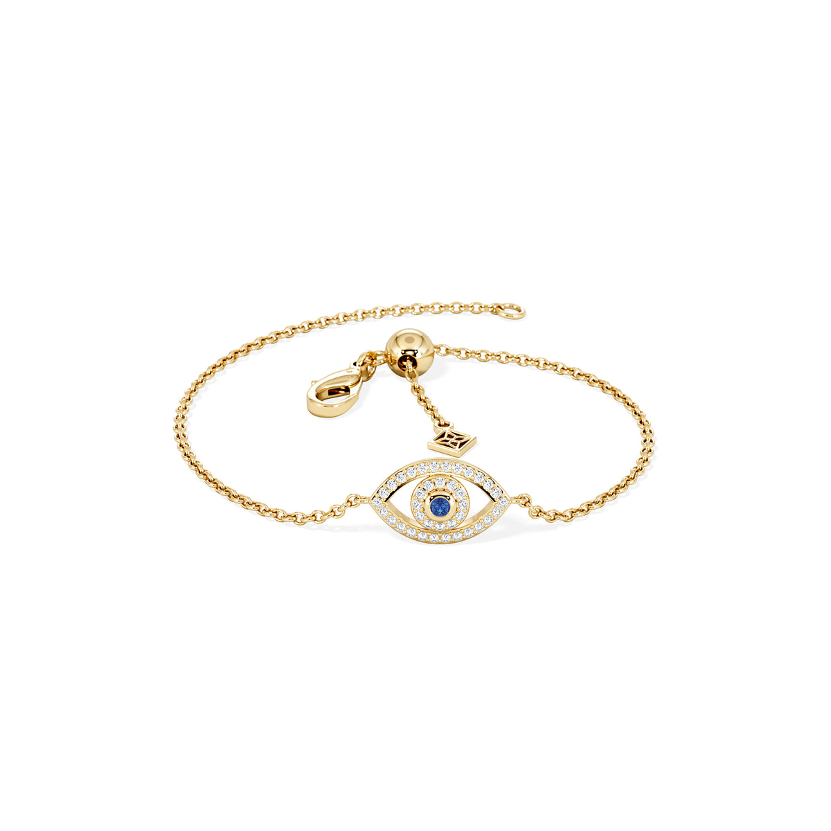 Evil Eye 0.21ct Sapphire Lab Diamond Adjustable Bracelet in 18K Gold Vermeil