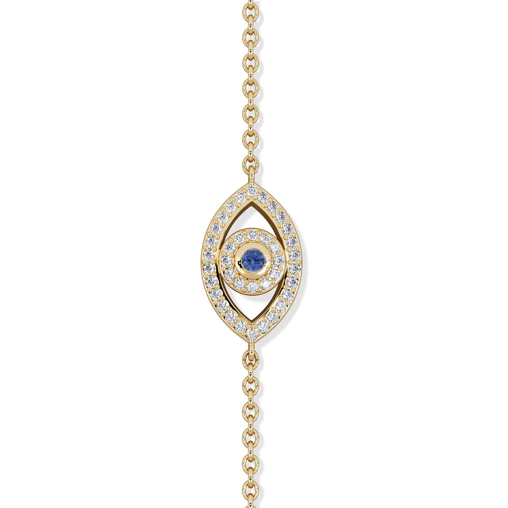 Evil Eye 0.21ct Sapphire Lab Diamond Adjustable Bracelet in 18K Gold Vermeil