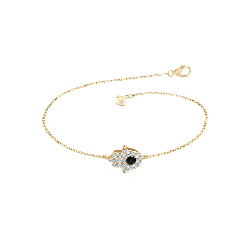 Hamsa 0.20ct Lab Diamond and Sapphire Bracelet in 18K Gold Vermeil