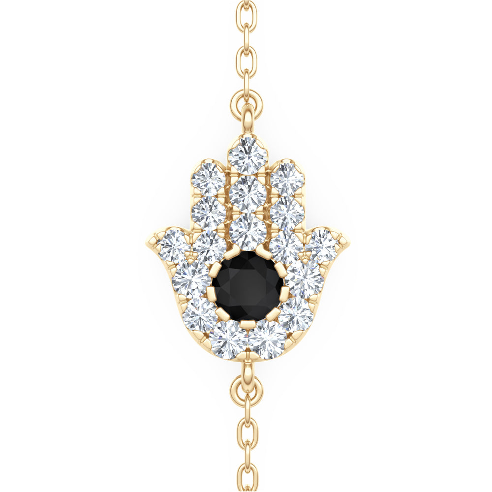 Hamsa 0.20ct Lab Diamond and Sapphire Bracelet in 18K Gold Vermeil