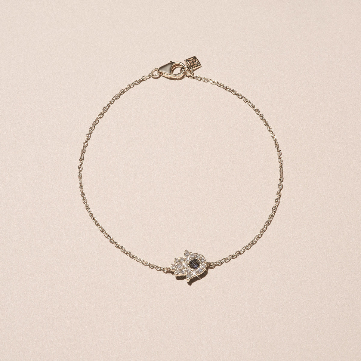 Hamsa 0.20ct Lab Diamond and Sapphire Bracelet in 18K Gold Vermeil