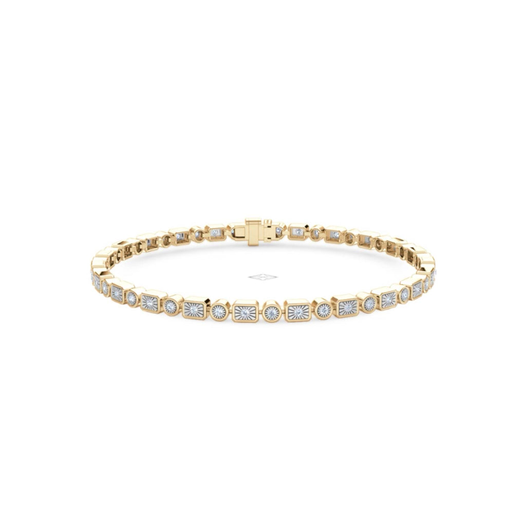 Mixed-Set 0.50ct Lab Diamond Tennis Bracelet in 18K Gold Vermeil