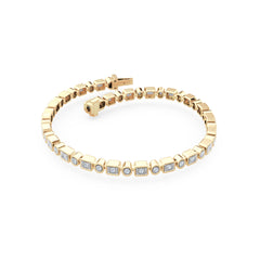 Mixed-Set 0.50ct Lab Diamond Tennis Bracelet in 18K Gold Vermeil