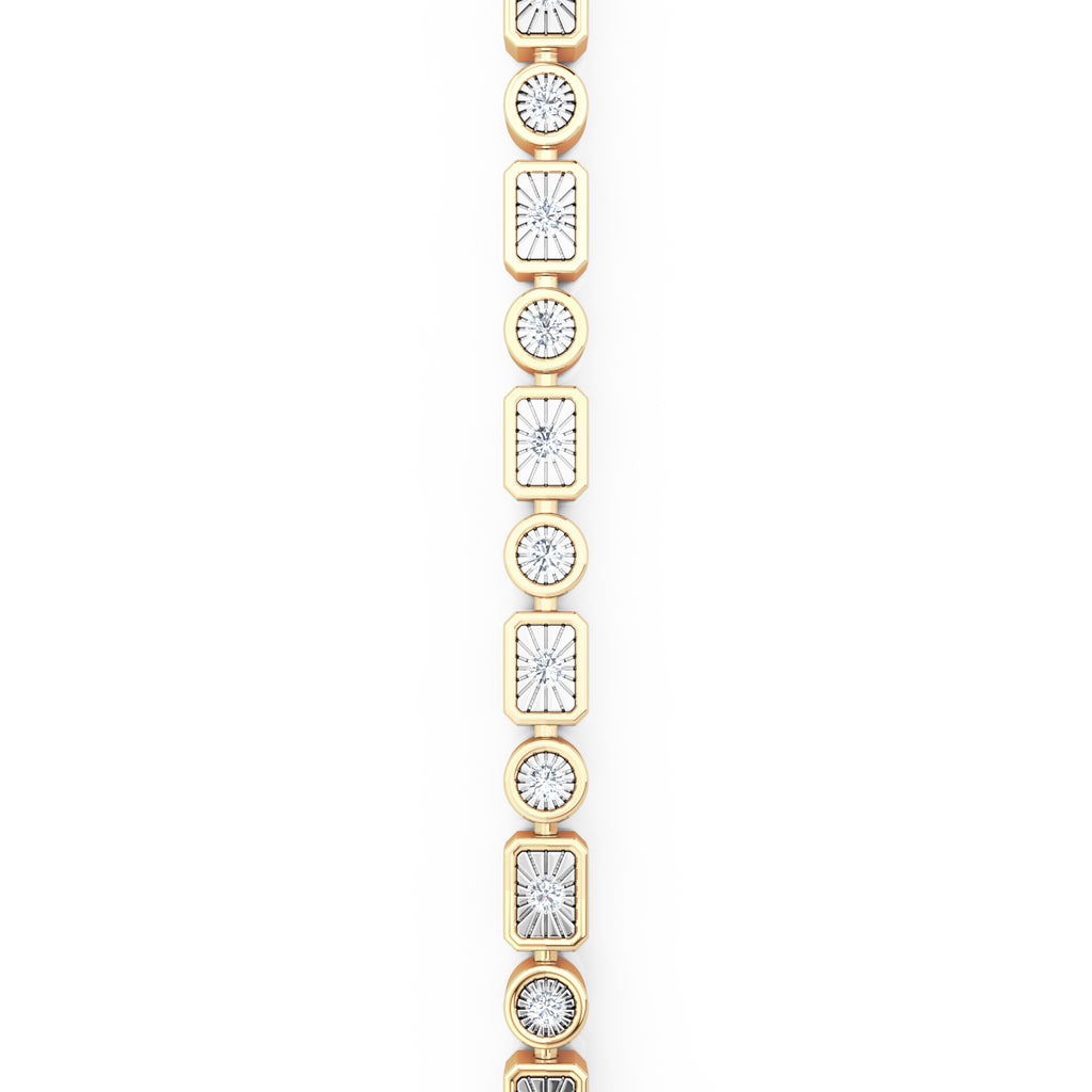 Mixed-Set 0.50ct Lab Diamond Tennis Bracelet in 18K Gold Vermeil