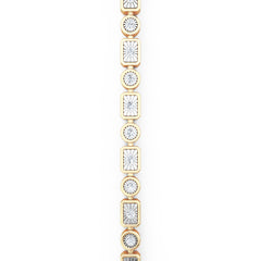 Mixed-Set 0.50ct Lab Diamond Tennis Bracelet in 18K Gold Vermeil