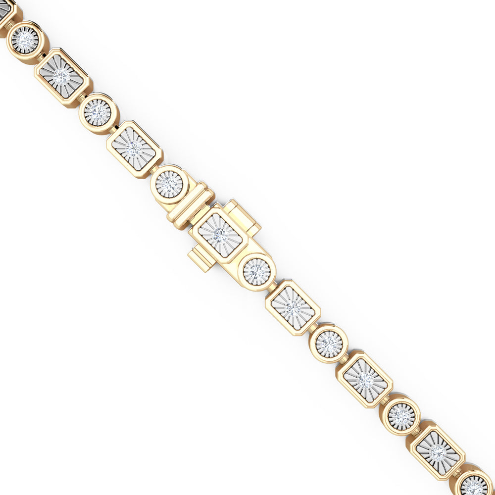 Mixed-Set 0.50ct Lab Diamond Tennis Bracelet in 18K Gold Vermeil